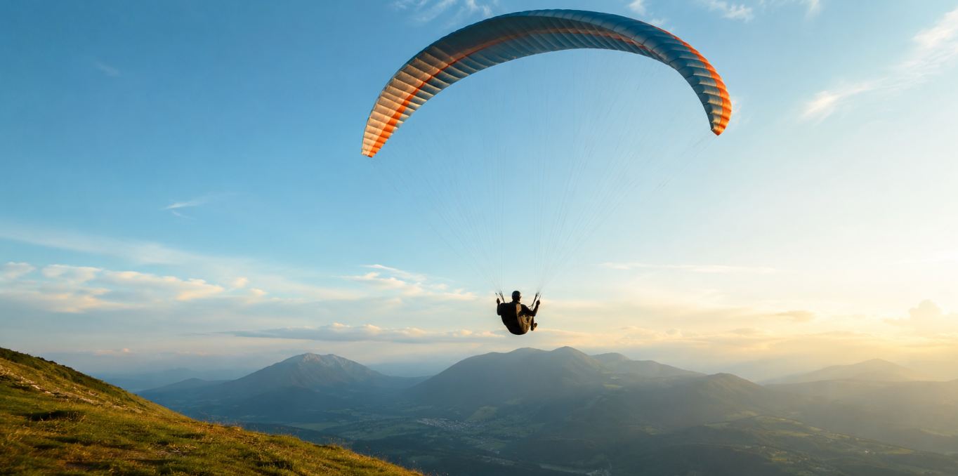 voando de parapente